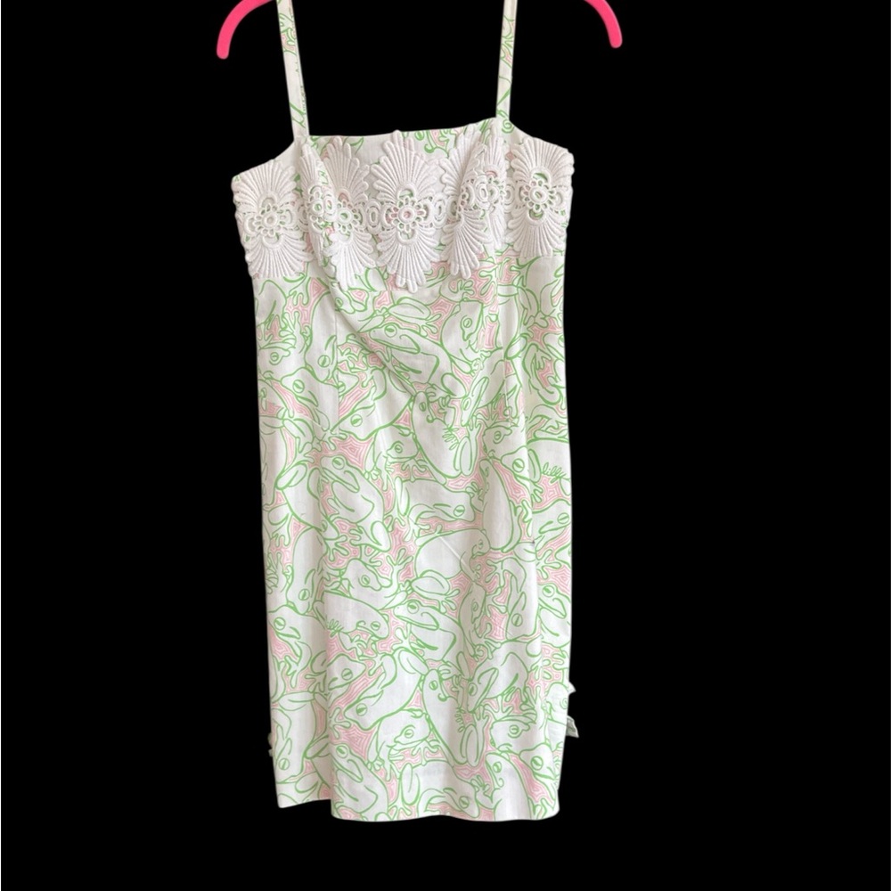 Lilly Pulitzer Green and White Mini Dress with Lace